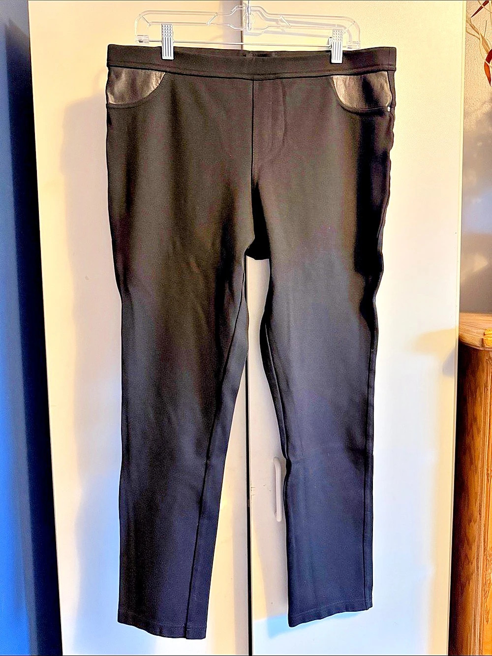 DKNY Jeans Black Stretch Leggings Size XL Like New